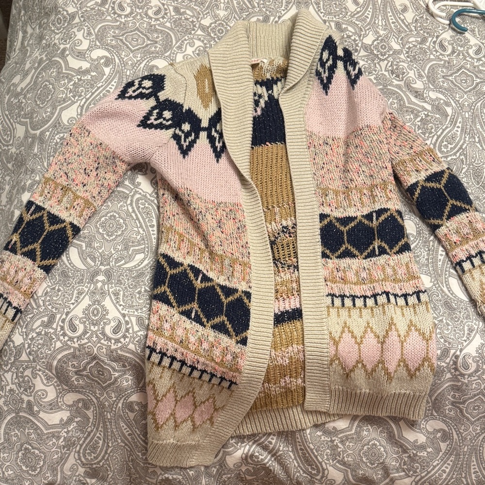 Patterned Knit Cardigan Sweater